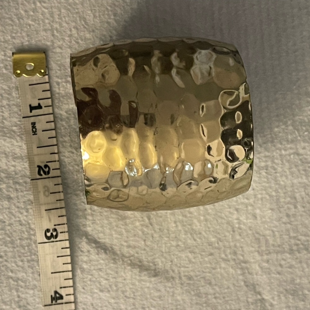 Gold toned wide hammered texture cuff bracelet